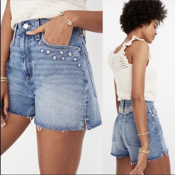 NWT Madewell The Perfect Jean short embroidered 25 - Picture 1 of 10